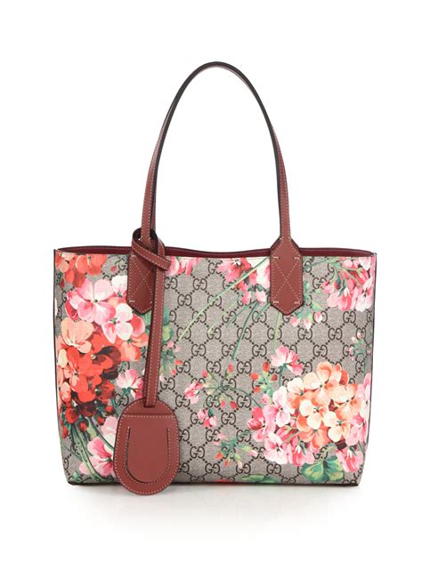 reversible gucci tote pink|GG Supreme Blooms Small Reversible Tote .